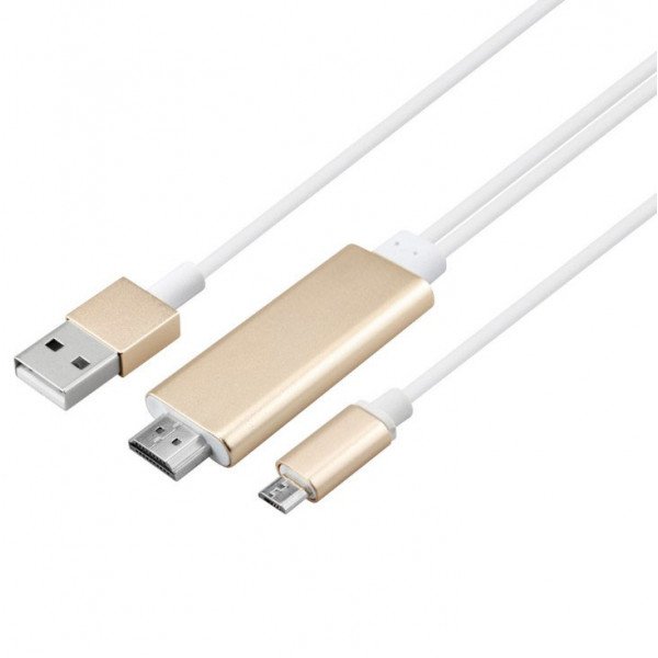 Wholesale Micro USB MHL to HDMI Cable, HD TV Cable for Samsung Android Smart Phones and Tablets (Gold)